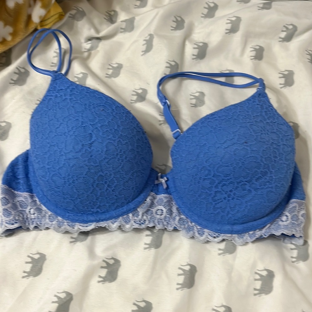 Blue lace bra